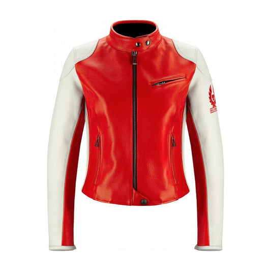 Leather jacket HARTLE, red-white 