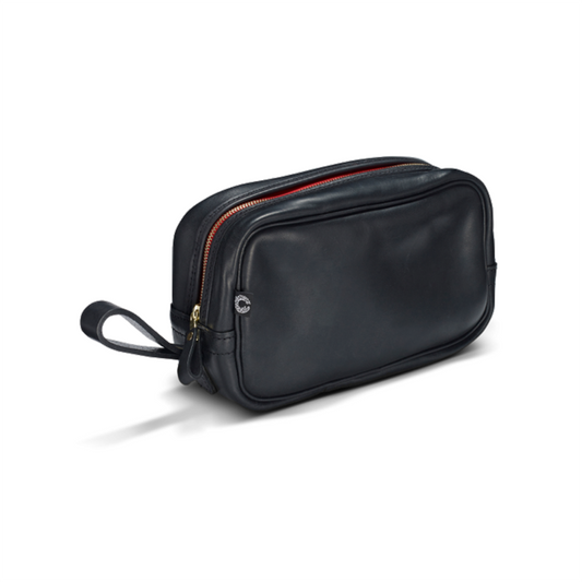 LEATHER toiletry case, black