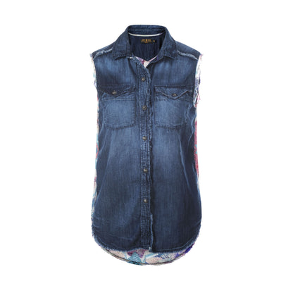 Sleeveless blouse PSYCHEDELIC INDIAN, denim