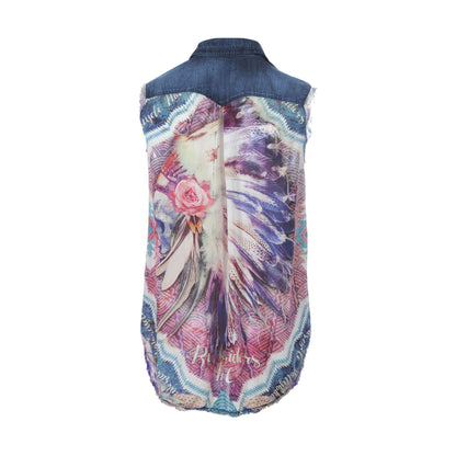 Sleeveless blouse PSYCHEDELIC INDIAN, denim