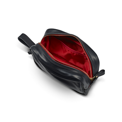 LEATHER toiletry case, black